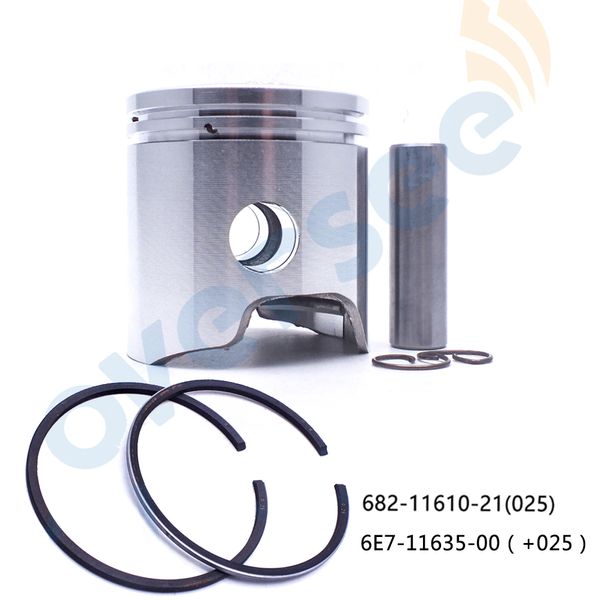 6E7-11635-00-00 piston seti 56mm + 0.25mm durumda piston yüzük ile 682-11610-21 Yamaha dıştan takma motor parçaları için tekne motoru 9.9HP 15HP