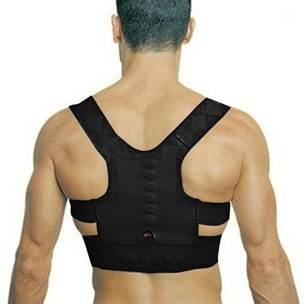 

back support lumbar clavicle posture correction belt health care adjustable magnetic shoulder braces vest sitting1, Black;blue