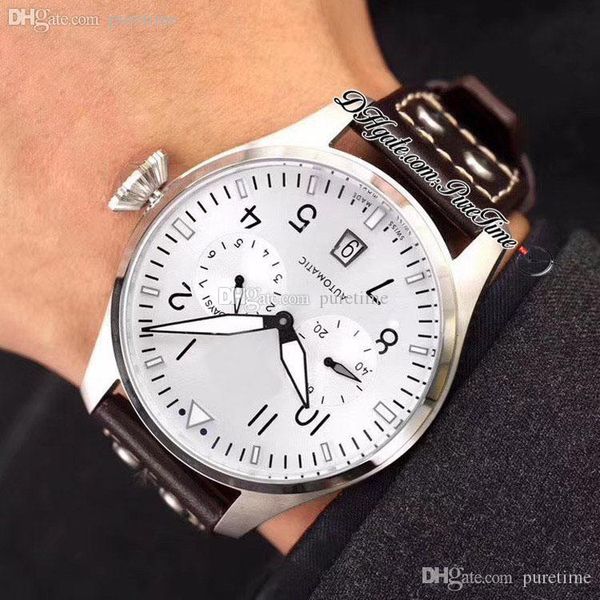 

46mm iw500432 deutschen fussball bund automatic mens watch 7 days power reserve steel case white dial black number brown leather strap 2022, Slivery;brown