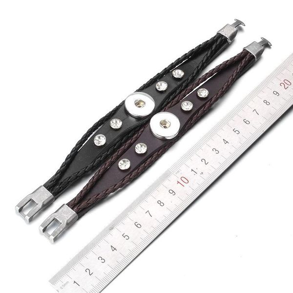

snap button bracelet bangle snap leather bracelet retro handmade braided leather bracelet fit 18mm snap buttons bbyjto, Golden;silver
