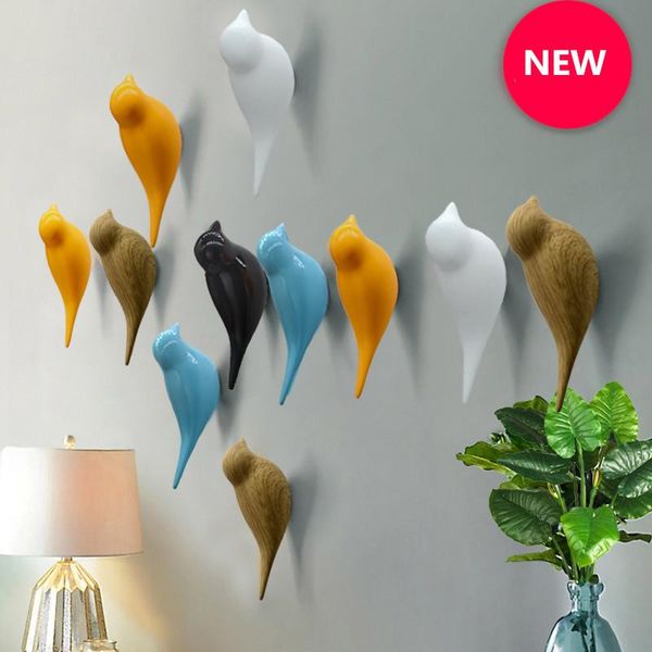 

hooks & rails birds hanger hook room creative resin model bathroom wall housekeeper sucker for key home decoration