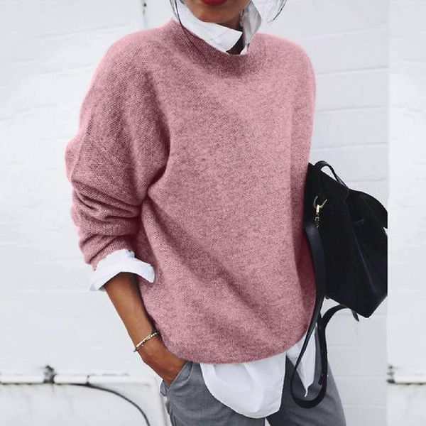 

new o neck women sweater autumn winter long sleeve oversize jumper 2021 knitted loose fashion pullover femme clothing, White;black