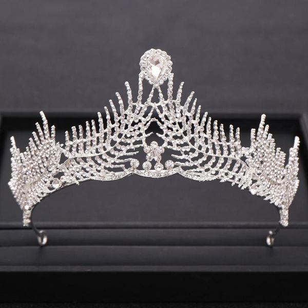 

baroque silver color crystal tiara rhinestone hair accessories bridal hair jewelry princess wedding crown brides headpiece, Golden;silver