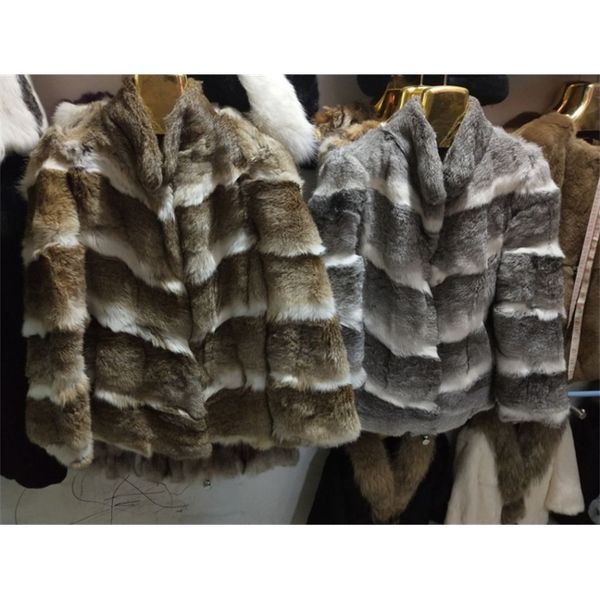 

new royal the necklace rex fur rabbit nature short female coat 7ucc, Black