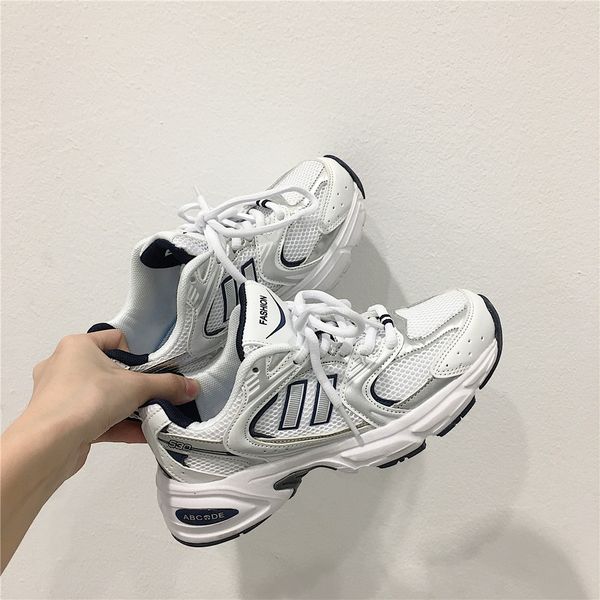 

autumn 2020 new mesh breathable sports women korea versatile ins dad student running shoes man, Black