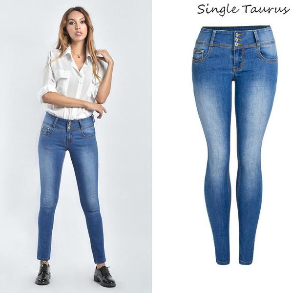

england causal skinny jeans women blue denim pants button vaqueros mujer push up vintage classic jean grande taille femme1