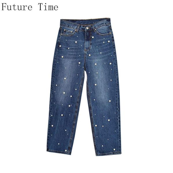 

autumn fashion jeans woman embroidered flares loose high waist long wide leg pants casual washed new style women jeans nz243, Blue