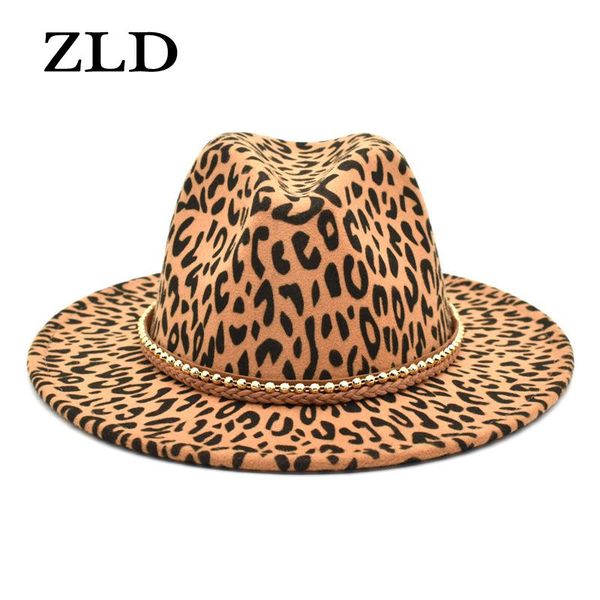 

zld new leopard print men women jazz hats fashion gentleman cap vintage felt fedoras hat classice cowboy caps ladies winter hat, Blue;gray
