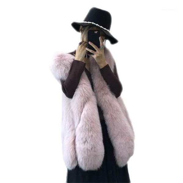 

new arrival 2020 winter warm fashion women faux fur vests coats female plus size 4xl fake fur waistcoat colete feminino x871, Black