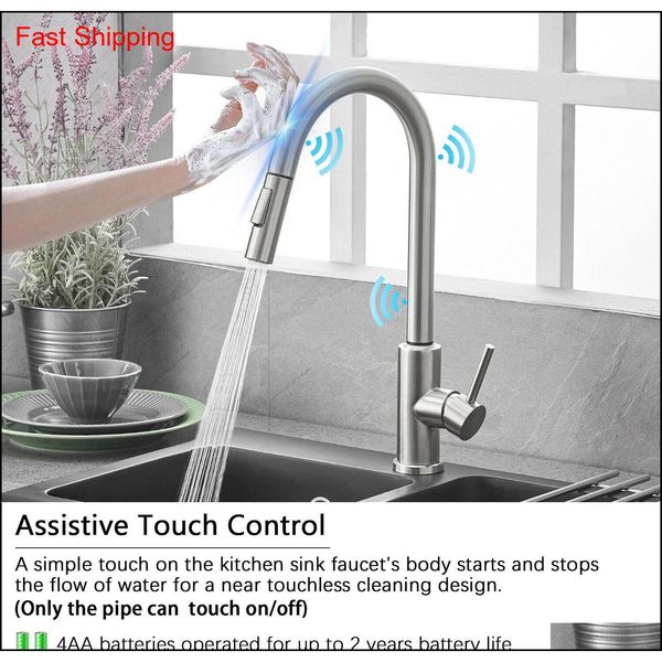 

matic touch sensor kitchen faucet with pull down sprayer qylaef yh_pack