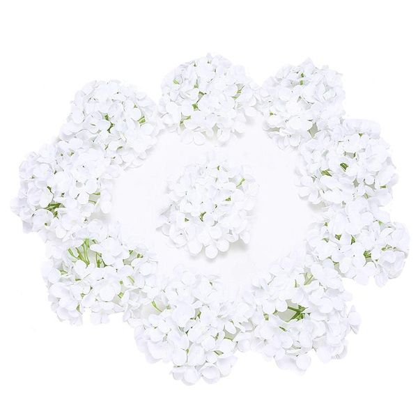 

10 pack artificial hydrangea heads with stems artificial flowers heads for home wedding decor white