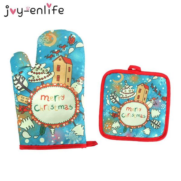 

2pcs/set christmas baking gloves pad oven dining bbq kitchen mat new year 2020 natal xmas party decoration supplies wmtxyv