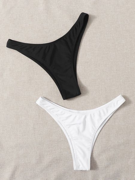 

2pack solid bikini panty v40z#, White;black