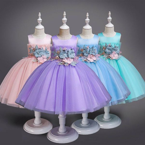 

new kids flower girl dresses girls princess summer dress sleeveless skirt clothes for wedding birthday party christmas, Red;yellow