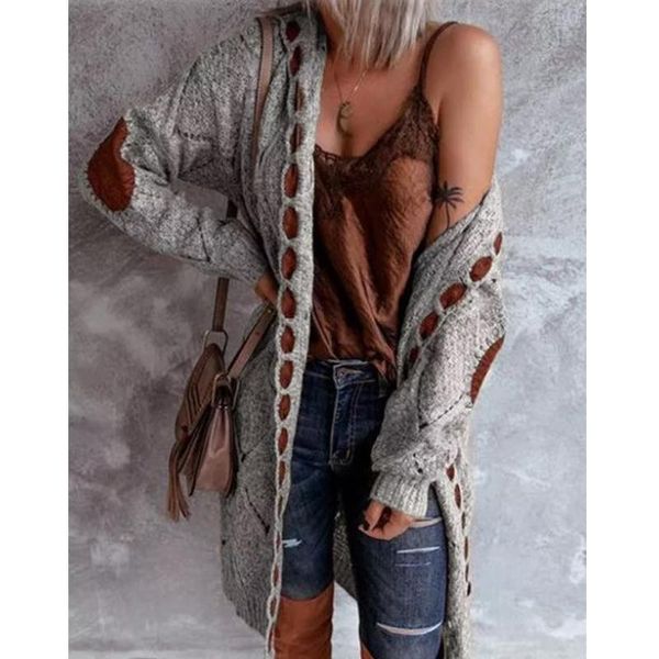 

long cardigan female knitted sweaters hooded long sleeve patch women's sweater casual cardigan women clothing, White