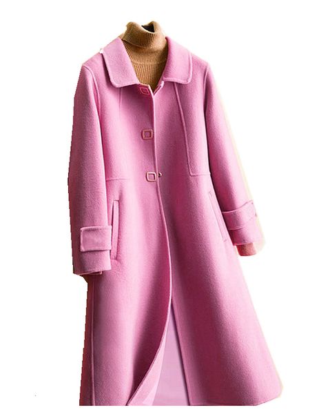

2021 new dy005 # women's wool coat fall and winter long mid-length step for selling hepburn solid-colored rq5v, Black