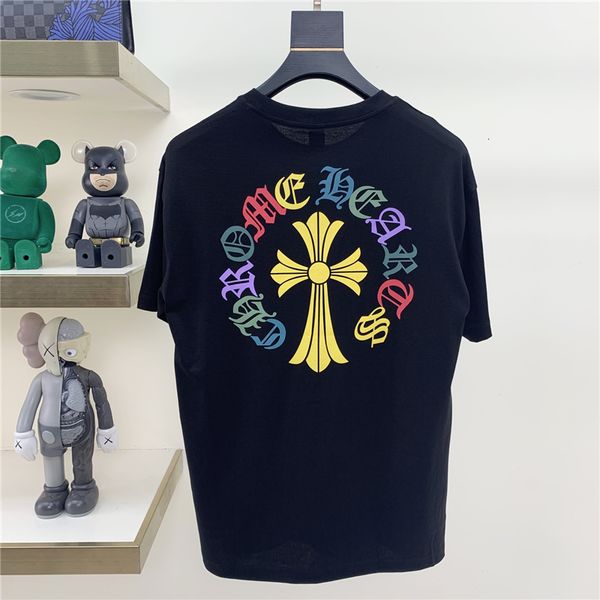 

21ch crockinchao sanskrit подкова крестовое печать цвет пуловер круглая шея короткая рукава футболка унисекс, Black