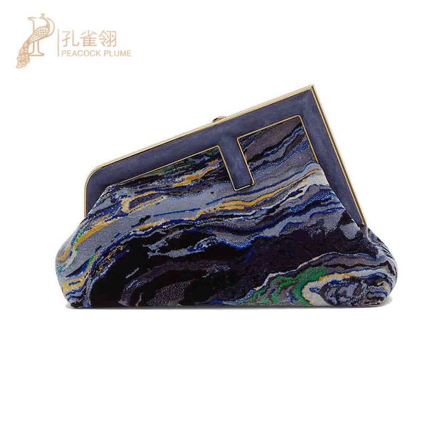 

fend / women's dark blue marble design small handbag banquet shoulder md