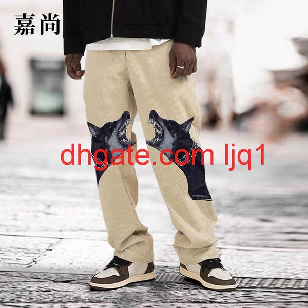 

2020 printed long casual warm loose pants for men, Black