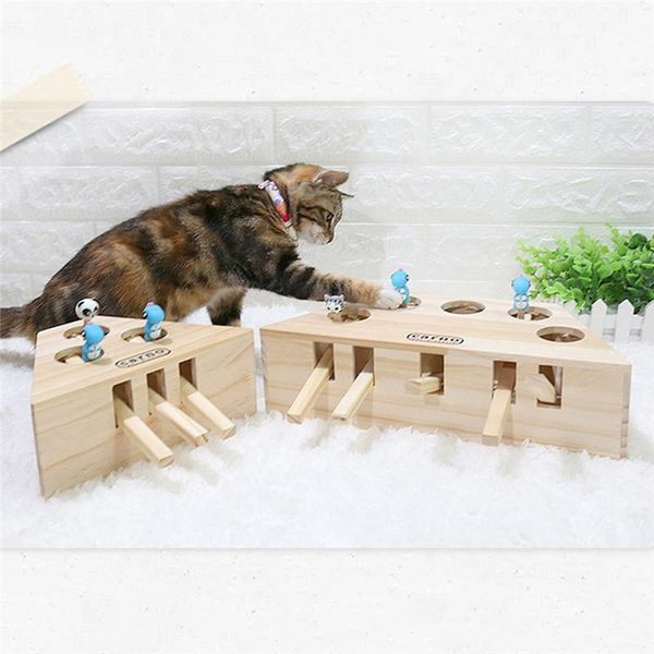 

cat toys wood interactive catch mouse toy hitting hamster machine teaser whack-a-mouse pet supplies