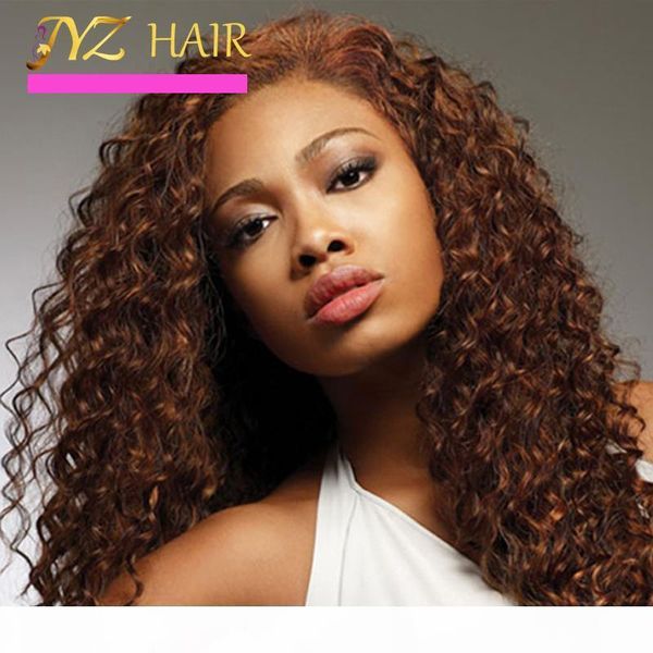

jyz glueless full lace human hair wigs deep wave virgin hair lace front wig deep curl full lace human hair wigs, Black;brown