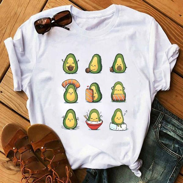 

women clothes 2020 t shirt femme cute avocado ladies vegan style graphic t-shirt vogue funny cartoon short sleeve female, White