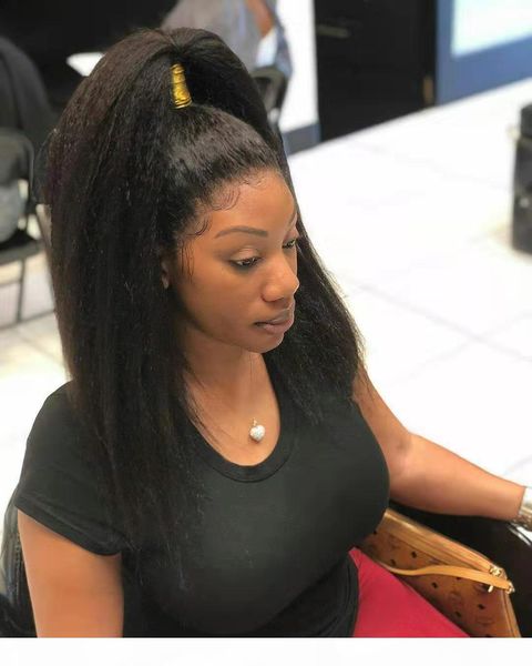 

ponytail extension 18" long yaki straight wrap around hair piece for women human hair for daily use (1b off black