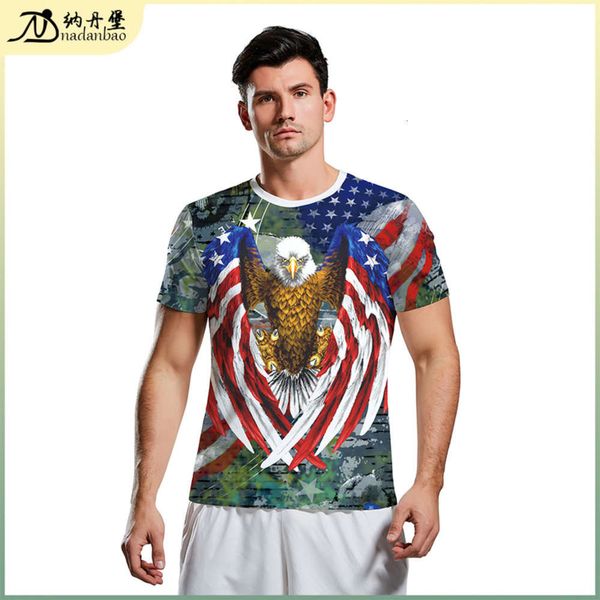 

fashion casual men's independence day printed short sve t-shirt b129-9166, Black