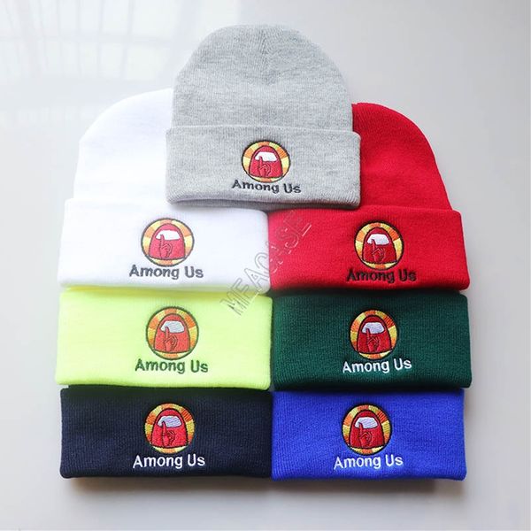 

8 цвета среди нас шапочки для пеночек женщины мужчины вышивка вязаная шляпа аниме мультфильм зимние шапки теплые вязание крючком череп шапка, Yellow