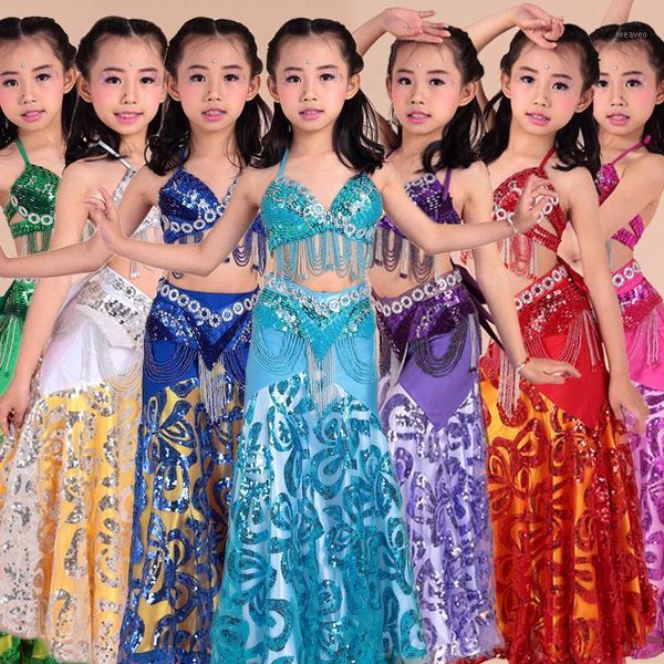 

bellydance costume set kids bollywood clothes beaded bra skirts girls oriental stage show performance dancewear dnv109071, Black;red