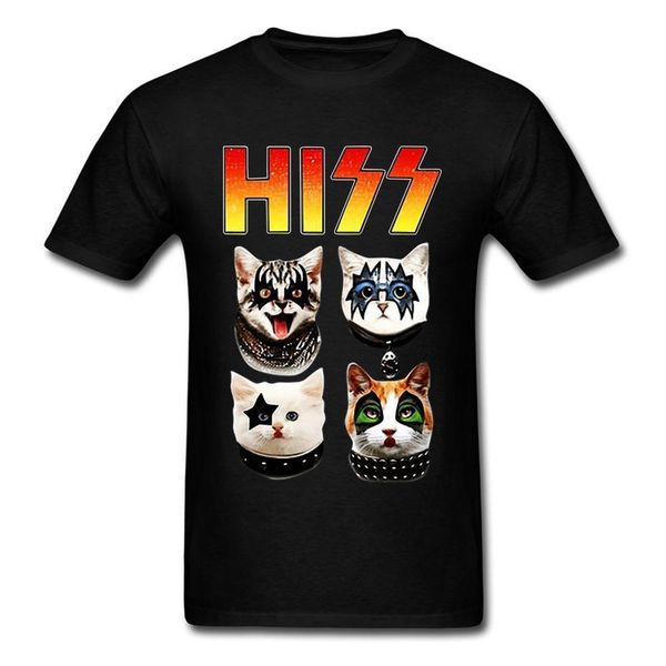 

kiss hiss cat parody funny tshirts rock meow group men t shirt hiphop rock & tees gothic high quality, White;black