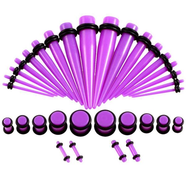 

36pcs/lot acrylic ear gauge taper kit with plug double o-ring ear stretching kit flesh tunnel expansion piercing body jewelry q bbyjgr, Silver