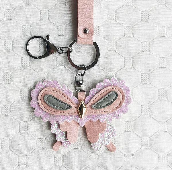 

chains pendant high leather quality butterfly charm keychain christmas xmas gift key ringl88gl88g, Silver