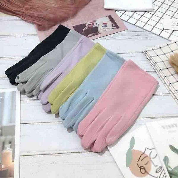 

cycling windproof women winter driving gloves candy color winter warm gloves thin faux cashmere touch screen full finger, Blue;gray