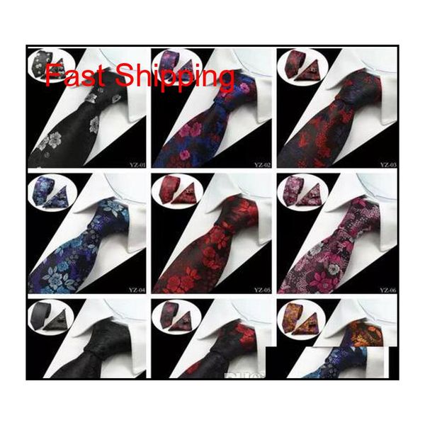

20 styles mens ties sets floral 100% silk jacquard woven necktie gravata corbatas hanky cufflinks tie set for men forma qylhqo bde_home, Black;blue