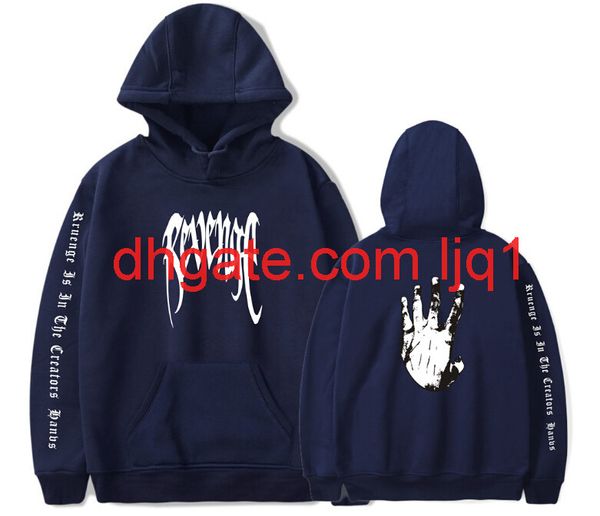 

mens rapper hip hop sweater palm hands painted xxx revenge print hooded sweatshirt xxxtentacion men women pullover hoodies, Black