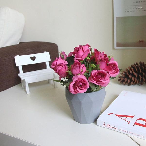 

new artificial potted plant silk flower rose wedding party home decor art1