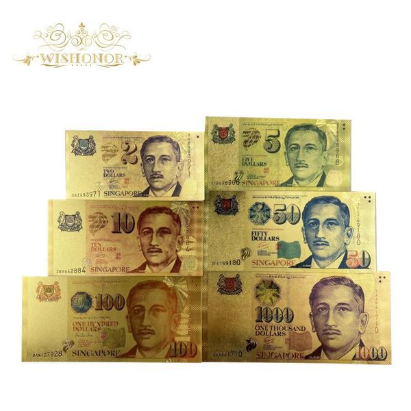 

установить new singapore banknotes 2 5 10 50 100 1000 sgd banknote в 24k позолоченные поддельные деньги для коллекции jllcav