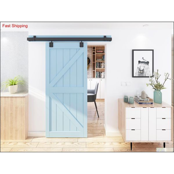 

diyhd 5ft-8ft smooth black box rail heavy duty barn door hardware interior outside qyljgc dh_seller2010
