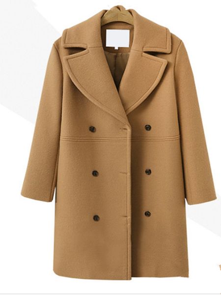 

2021 new wool coat autumn and winter medium-length stole-solid female weight weight, 4rsu, Black