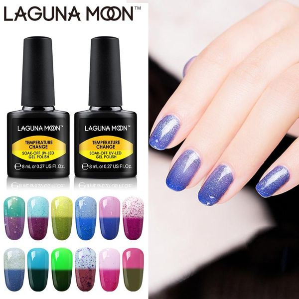 

nail gel lagunamoon temperature polish 8ml changing color thermal change varnish soak off uv art design, Red;pink