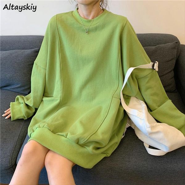 

women's hoodies & sweatshirts oversized sweatshirt women basic simple o-neck all-match thicker soft ladies fashion korean retro fall fe, Black