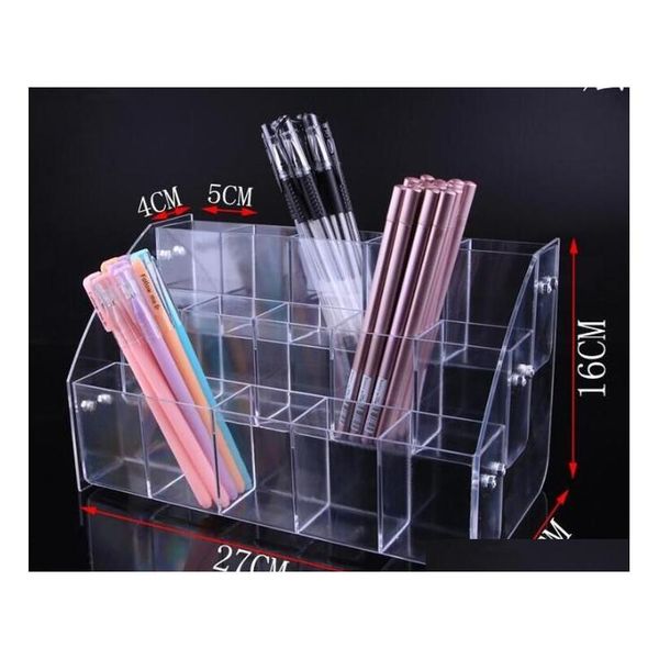 

3 tiers clear acrylic cosmetic brush eyeshadow pencil pen lipstick display stand rack support organizer holder rollerball pen showing znxmx
