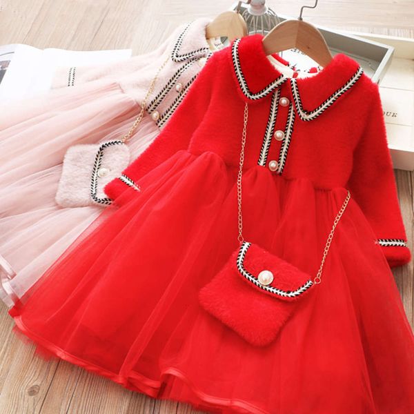 

little 2020 beau model sweet year children's new skirt fragrance lapel satchel drs 669, Red;yellow