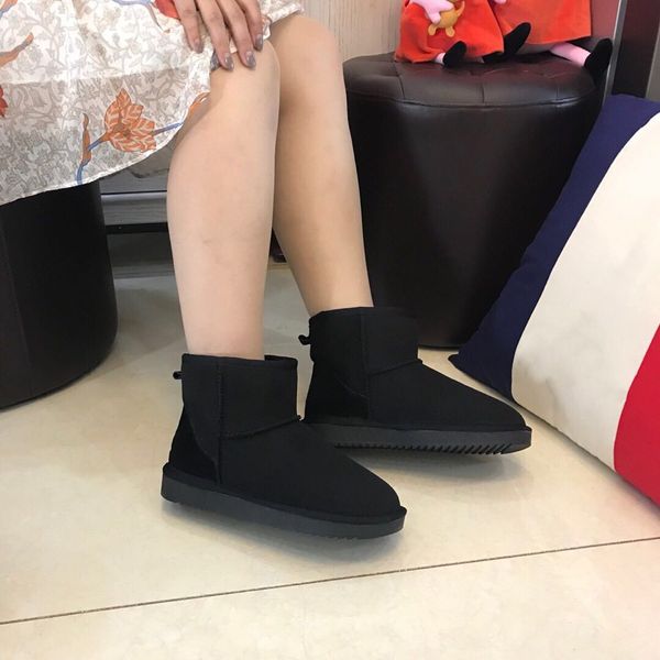 

2021 classic mini short shoes bailey bow tall button wgg triplet australia womens women boot winter snow boots fur australian furry booties, Black