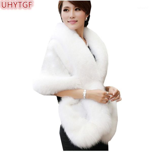 

uhytgf autumn winter fur coat female medium long armpit hair 2020 new plus size imitation fur collar shawl women's clothing1, Black