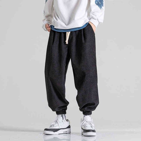 

streetwear pants men casual harem 2022 spring sportswear joggers harajuku printed ankle-length trousers w220214, Black