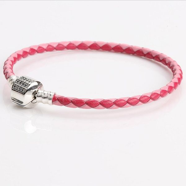 

luxurys designers fashion t004 basic chain double color manual leather rope diy beaded bright red joy leather rope gold plated bracelet, Silver