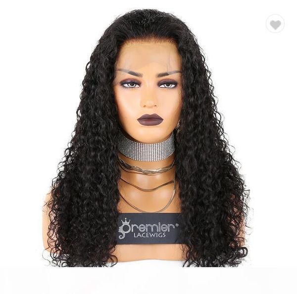

premier 10a 360 lace wigs deep parting brazilian hair wigs loose curly human lace wigs, Black;brown