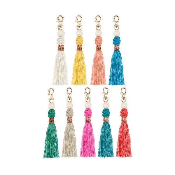 

1pcs fashion wooden beads tassel diy jewelry curtain garments decorative accessories key chain handbag pendant craft tassels h jllnwg